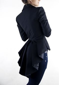 Tailored Long Sleeve Avant-garde Outerwear, Avant-garde Tailored Long Sleeve Outerwear, Tailored Avant-garde Long Sleeve Outerwear, Avant-garde Formal Outerwear For Fall, Avant-garde Formal Fall Outerwear, Avant-garde Fall Formal Outerwear, Avant-garde Long Sleeve Party Blazer, Avant-garde Tailored Fall Blazer, Tailored Avant-garde Blazer For Fall