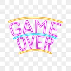 the neon text game over is displayed on a white background