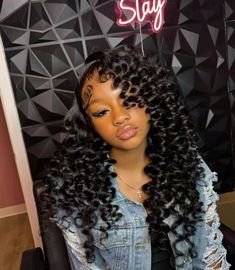 Closure Wig Styles For Black Women, Deep Wave Wig Styles Black Women, Curly Body Wave Wig, Deep Wave Wand Curl Wig, Flip Over Wig Install Deep Wave, Halloween Hairstyles Black Women, Deep Wave Wand Curls, Curly Bundles Hairstyles, Wand Curls On Deep Wave Hair