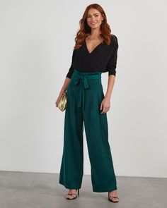 Elevate your look in the Cassandra High Waisted Front Tie Pants in that feature a high rise and wide pant leg. Perfect for putting together sweet holiday and everyday looks. High rise Wide leg fit Waist tie Front zipper & hook closure 100% Polyester Green Dress Pants Outfit, Wide Legged Pants Outfit, Tie Waist Pants Outfit, Tie Pants, Western Wear Dresses, Dark Autumn, Sleeveless Cardigan, Swimwear Bottoms, Dresses By Length