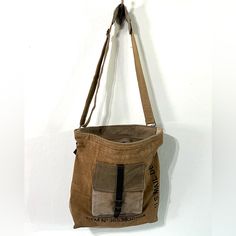 New With Tag Repurposed & Recycled Military Canvas Tents Crossbody Messenger Bag With Us Mail Depot Flat Lay Measurement 17”X 18”X 4” Extra Long Shoulder Strap Daily Use Upcycled Satchel Shoulder Bag, Upcycled Canvas Shoulder Bag For Daily Use, Casual Brown Upcycled Shoulder Bag, Everyday Use Beige Upcycled Shoulder Bag, Upcycled Satchel Bag For Everyday Use, Upcycled Beige Bags For Everyday Use, Upcycled Beige Travel Bags, Everyday Upcycled Satchel Bag, Everyday Use Upcycled Satchel Bag