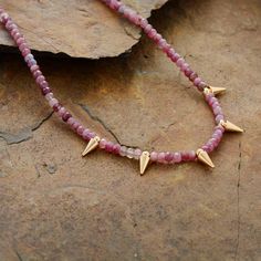 Boho Choker Necklace, Mountain Jewelry, Red Tourmaline, Charm Choker Necklace, Casual Necklaces, Spike Necklace, Boho Choker, Natural Stones Necklace, Boho Accessories