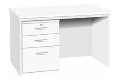 a white desk with three drawers on it