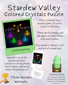 an advertisement for the stardew valley colored crystals puzzle