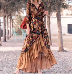 Vintage Printed Floral Summer Maxi Dress (Elegant) Vintage Print Dress, Boho Sundress, Beach Bohemian, Look Boho Chic, Mode Hippie, Looks Country, Boho Dresses Long, Bohemian Maxi, Stil Boho