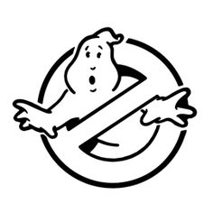 the ghostbus logo is black and white, with an outline of a person holding a sign