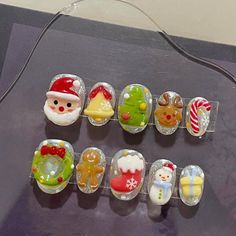 a group of christmas decorations sitting on top of a table