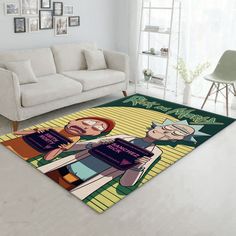 rug with cartoon characters on it in the living room