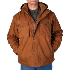 This great work-jacket from Smith's Workwear is perfect on any worksite. Featuring sturdy heavy-duty duck canvas fabric, this jacket can keep up with all kinds of work outside. Get from here to there and stay warm in this insulated jacket. Can be worn over extra layers.Click on this MEN'S GUIDE to find the perfect fit and more! Zipper closure Attached hood 6 pockets Taffeta-quilt lined sleeves Rib-knit storm cuffs Heavy-weight stonewashed duck canvas sherpa lined & insulated for extra warmthFABR Work Outside, Quilted Sleeves, Mens Sherpa, Masculine Style, Mens Workwear, Packable Jacket, Quarter Zip Jacket, Duck Canvas, Work Jacket