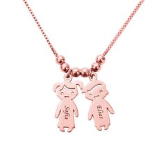 A special way to show your kids or grandkids what they mean to you.vm This adorable kid's charms necklace is a stylish way to show off each child for every mom. Add up to seven charms to the necklace and choose between boy and girl charms. Each charm will engraved with a child’s name. Meticulously handcrafted from durable Stainless Steel and your choice of plating options: 18K Gold, 18K Rose Gold or Platinum. Engraving Font: Personalized Charm Necklace, Person Cartoon, Charms Necklace, Fancy Gifts, Sweet Boy, Mothers Necklace, Xiamen, Boy And Girl, Dream Catchers