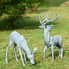 SPI Garden Deer Pair 33686 Garden Frog Statue, Deer Garden, Rabbit Garden, Deer Statues, Garden Gnomes Statue, Black Forest Decor, Buck Deer, Lawn Ornament, Gnome Statues