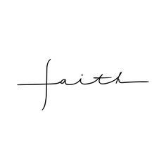 the word faith is written in cursive handwriting on a white background with black ink