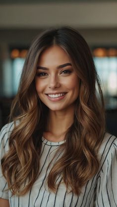 Hair Colour Trends, Cinnamon Hair Colors, Brown Hair With Highlights And Lowlights, 2024 Hair Trends, Long Hair Trends, Long Brunette, Colour Trends, Natural Gray Hair, Long Hair Color