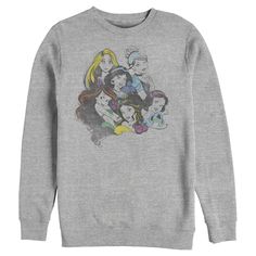 Add a little Disney magic to your day with this fun Disney Princess Group Bold Color Pop Men's Crew Neck Sweatshirt! Celebrate all of your favorites with Princess designs like Ariel, Belle, Pocahontas, Mulan, Jasmine, Tiana, Snow White, Merida, Rapunzel, Aurora, and Cinderella! Size: 2xl. Color: athletic heather. Gender: male. Age Group: adult. Material: Cotton. Disney Cartoon Print Sweatshirt For Fan Events, Disney Crew Neck Sweatshirt For Fans, Disney Crew Neck Sweatshirt Fan Merchandise, Disney Fan Merchandise Crew Neck Sweatshirt, Disney Long Sleeve Fan Merchandise T-shirt, Disney Long Sleeve Fan Merchandise Tops, Aurora And Cinderella, Disney Princess Jasmine, Cartoon Sweatshirts