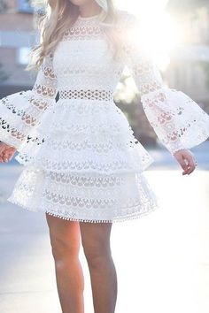 White Layered Dress, Lace Layered Dress, Prom Dresses With Lace, Lauren Murphy, White Lace Dress Short, Chanel Dresses, Dresses With Lace, Alexis Dress, Valentino Sandals