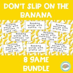 the banana game with words and pictures on it