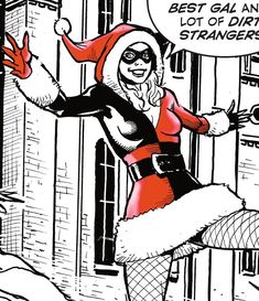 a comic strip with a woman dressed as santa clause and the caption best galian, lot of dirty strangers