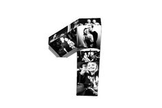 the letter f is made up of black and white photos