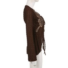 This Retro Butterfly Lace Patch Knit Top Lace-up Cardigan is the perfect way to stay stylish and snug this season. Featuring an intricate lace and a lace-up design, this cardigan is the perfect combination of comfort and personality. Plus, its lightweight material keeps you cozy without adding any bulk. Get ready to show off your unique style with this one-of-a-kind piece! Gender: Female Season: spring, autumn Style: Casual Type: Cardigan Neck type: V-neck Sleeve Type: Long Sleeve Fit Type: Regu Winter Layering Cardigan With Lace Trim, Winter Cardigan With Lace Trim For Layering, Winter Lace Trim Cardigan For Layering, Winter Layering Sweater With Lace Trim, Long Sleeve Knit Sweater With Lace Trim, Knit Long Sleeve Sweater With Lace Trim, Winter Cardigan With Lace Trim, Casual Winter Cardigan With Lace Trim, Fall Sweater With Lace Trim For Layering