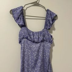 Nwt Zara Purple Flower Babydoll Dress Size Xs. Cute Flowy Floral Dress, Purple Floral Print Sundress For Spring, Spring Purple Floral Print Sundress, Spring Floral Print Purple Sundress, Flowy Floral Print Sundress With Square Neck, Flowy Floral Print Square Neck Sundress, Cute Flutter Sleeve Mini Dress For Spring, Purple Spring Dress With Ruffled Straps, Spring Dresses With Ruffled Straps In Purple