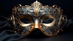 a masquerade mask on a black background