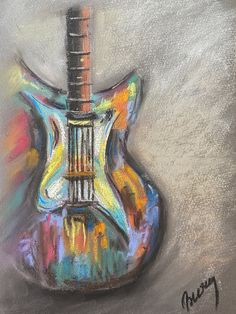 an abstract painting of a guitar