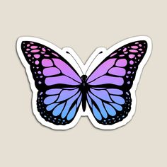 a purple and blue butterfly sticker