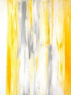 an abstract painting with yellow and grey colors