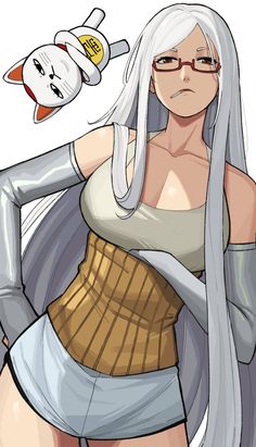 an anime character with white hair and glasses