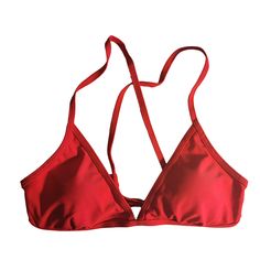 Size: Medium Sporty T-back Swimwear For Beach Season, Red T-back Swimwear For Beach, Red T-back Swimwear For The Beach, Sporty Swimwear With Uv Protection For Sunbathing, Padded T-back Swimwear For Beach Season, Red Swimwear For Water Sports In Summer, Sporty Tankini For Sunbathing, Red Swimwear With Built-in Bra For Swimming, Bra Friendly Strappy Swimwear For Sunbathing