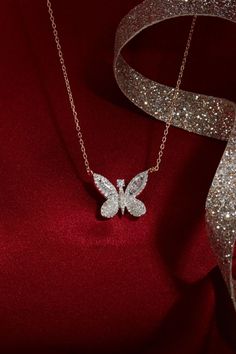 You deserve something sparkly for yourself. Our butterfly pendant is a perfect reminder of your never-ending hope and endurance. Butterfly Pendant, You Deserve, Diamond Jewelry, Diamond Necklace, Silver Necklace, Diamonds, Things To Come, Pendant, Silver