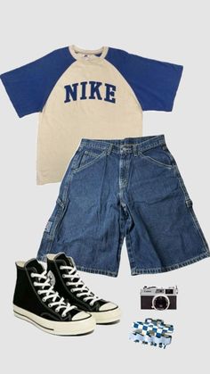 Tomboy Overalls Outfit, Natural Clothing Style, Y2k Outfits Men, Future Outfit, 90s Outfit, Nike Outfits