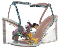 Blue by Betsey Johnson Kynlee Wedge Sandal | Zappos.com Alexandra Pereira, Butterfly Heels, Blue By Betsey Johnson, Butterfly Embellishment, Transparent Heels, Sandal Online, Blue Pumps, Block Heel Shoes, Carrie Bradshaw