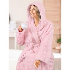 Premium Womens Plush Soft Robe with Hood by PAVILIA Made of fluffy faux shearling to give a cozy feel, our robe is super soft, lightweight, yet warm at the same time. Comes with a waist strap so you can adjust for perfect fit and 2 side pockets to keep all your essentials! The hooded robe is constructed with 260 GSM of high quality microfiber polyester that is soft to touch, easy to care for, and lightweight at the same time. Available in various popular colors to keep you warm and cozy around y Robe With Hood, Soft Robes, Hooded Robe, Women's Robe, Sleepover Party, Popular Colors, Waist Strap, Womens Fleece, Enjoy Life