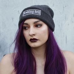 F**KING HELL - Distressed Beanie – blackthornla Embroidered Patches, Vegan Leather