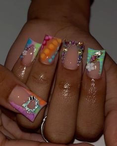 CLEVELAND NAIL TECH 📍 on Instagram: "#𝐌𝐈𝐑𝐈𝐂𝐄𝐃𝐓𝐇𝐄𝐌 💞 = = = ♡ 𝐁𝐎𝐎𝐊 𝐘𝐎𝐔𝐑 𝐍𝐄𝐗𝐓 𝐀𝐏𝐏𝐎𝐈𝐍𝐓𝐌𝐄𝐍𝐓♡  𝐁𝐎𝐎𝐊 𝐔𝐍𝐃𝐄𝐑: 𝐀𝐃𝐃 𝐎𝐍: = ♡ 𝐅𝐎𝐋𝐋𝐎𝐖 𝐌𝐄 𝐎𝐍 𝐎𝐓𝐇𝐄𝐑 𝐒𝐎𝐂𝐈𝐀𝐋𝐒♡  𝐏𝐄𝐑𝐒𝐎𝐍𝐀𝐋: @_ simeraa 𝐓𝐈𝐊𝐓𝐎𝐊: simerastiktokduh = = = #clenailtech #clehairstylist #clemua#Columbusnailtech #nailtech #kawaiinails #atlnailtech #chicagonailtech #celebritynailtech #nailinspo #houstonnailtech #dallasnailtech #kawsnails #nails #xlnails #shortnails #chromenails #halloweennails #scorpioszn" Colorful Croc Nail Design, Spokey Season Nails, Vacay Nails Black Women, Unique Acrylic Nails Creative Short, Freestyle Short Nails, Braider Nails Ideas, Bright Colorful Nails, Medium Junk Nails, Medium Freestyle Nails