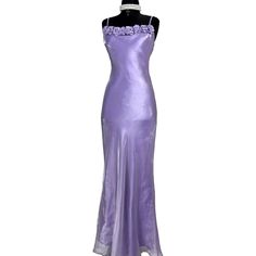 🪩 Vintage  Y2K Metallic Lilac Prom Dress    🪩 Size S ' 8    🪩 No Zip  , Fully Lilac Satin Lining  , Material Has Minimal   Stretch , Excellent Condition , Comes With Scarf  🪩  Pit to pit 43 cm        Waist 36 cm        Hips 52 cm        Length 160 cm  🪩 Thank you for looking at our page, all dresses are vintage some are new with tags and some have been previously worn. Some dresses may gave some signs of wear due to the vintage condition however, dresses have been checked to make they are i Vintage Prom Dresses 90s, Queer Prom, Y2k Stuff, Lilac Prom Dress, Dresses 90s, Prom Dress Vintage, 80s Prom Dress, Ethereal Dress, Snow Princess