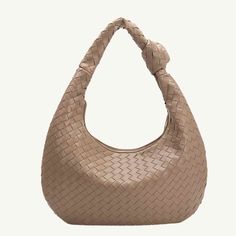 Katherine woven  top knot handle vegan tote bag like Brigitte in nude Beige Leather Bags With Interwoven Design, Chic Tote Bag With Braided Details, Chic Beige Braided Shoulder Bag, Chic Braided Beige Shoulder Bag, Beige Hobo Bag With Intrecciato Weave, Everyday Beige Hobo Bag With Intrecciato Weave, Chic Tote Shoulder Bag With Braided Details, Trendy Hobo Bag With Intrecciato Weave For Errands, Versatile Intrecciato Weave Hobo Bag For Daily Use