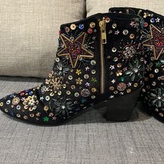 Free People Velvet Boots With Sequins Details Never Been Worn With Box Velvet Ankle Boots, Velvet Boots, Free People Shoes, Bootie Boots, Ankle Boots, Free People, Velvet, Women Shoes, Boots