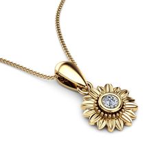 Sunflower Diamond Pendant 14K Yellow Gold Bridal Jewelry Nature Inspired Necklace Anniversary Gift by CamelliaJewelry on Etsy https://www.etsy.com/listing/567501093/sunflower-diamond-pendant-14k-yellow Sunflower Pendant Gold, Magical Pendant, Gold Bridal Jewelry, Pendant Settings, Baguette Diamond Necklace, Floating Diamond Necklace, Dainty Diamond Necklace, Jewelry Nature, Sunflower Jewelry