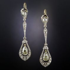 Edwardian Jewelry Gallery | Antique Jewelry University Ear Drops, The Bling Ring, Pearl And Diamond Necklace, Pearl And Diamond Earrings, Diamond Drop Earrings, Art Deco Jewelry