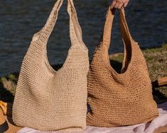 Crochet Raffia Tote Bag in Rust Summer Tote Bag Straw Mesh | Etsy Handmade Beige Hobo Bag, Natural Crochet Bags For Everyday Use, Natural Crochet Bag With Double Handle, Natural Crochet Bag For Everyday Use, Handheld Crochet Bags For The Beach, Everyday Natural Crochet Bags, Tote Crochet, Raffia Tote Bag, Summer Tote Bag