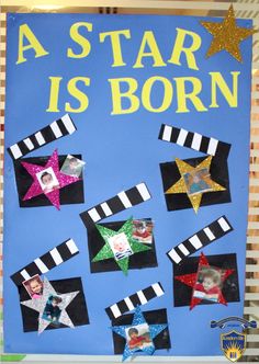 a star is born bulletin board with pictures on it