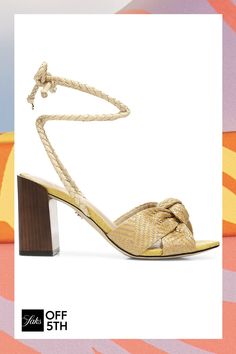 Polyurethane & Synthetic Upper Round Toe Self-Tie Ankle Strap Lining: Synthetic Synthetic Sole Imported Size Heel, About 3 (76mm). Shoes - W Trend Shoes > Saks Off 5th > Barneys Warehouse. Sam Edelman. Color: Yellow. Size: 7.5. Block Heel Sandals, Block Heels Sandal, Heel Sandals, Sam Edelman