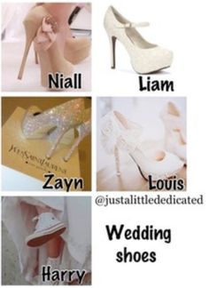 wedding shoes with names on them are shown in this poster, which includes the names for each