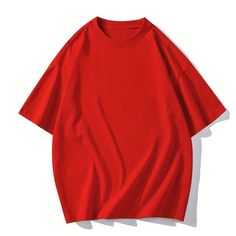 GAR BETHE Men's Solid Loose Creative Top, Casual Short Sleeve Crew Neck T-shirt, Men's Tee For Summer Outdoor black-XS(34) Basic Red T-shirt For Summer, Red Short Sleeve Solid Color Shirt, Red Plain Tops For Summer, Red Relaxed Fit Crew Neck T-shirt, Red Plain Crew Neck Shirt, Red Crew Neck Plain Shirt, Red Crew Neck Top With Relaxed Fit, Casual Red Plain T-shirt, Red Crew Neck Shirt With Relaxed Fit