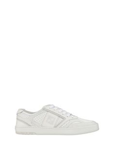 Fendi White Calf Leather Low Top Sneakers - Ellie Belle Fendi Sneakers, Fendi Men, High Heel Stiefel, Fendi Logo, Style Sportif, Ysl Shoes, Jimmy Choo Sunglasses, Comfortable Flats, Perforated Leather