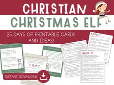 christmas elf printable cards with the words, 25 days of printable cards and ideas