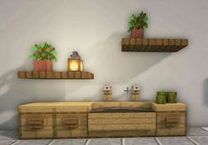 a living room filled with lots of furniture next to a wall mounted planter and potted plants