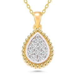 Features Yellow gold and white diamond Material: Solid Gold (not gold plated or gold filled) Available Gold Color: Yellow gold, rose gold and white gold Karat: 14 K (585) Diamond weight: 0.08 ct Gold grams: 2.0 gr Available with or without chain Diamond color: G Color Diamond count: 8 Length: 0.27 in Width: 0.23 in  Made to order As with all of our products, this item is handmade and made to order. All of our items are 14K real gold. We do not use any gold filled, gold plated or gold vermeil ite Yellow Gold Pear-shaped Necklace With Single Cut Diamonds, Luxury Pear-shaped Yellow Gold Diamond Necklace, Gold Pear-shaped Diamond Necklace For Formal Occasions, Gold Pear Shaped Diamond Necklace For Formal Occasions, Pear Shaped Yellow Gold Necklace With Single Cut Diamonds, Pear-shaped Yellow Gold Necklace With Single Cut Diamonds, Teardrop Yellow Gold Jewelry With Diamond Accents, Teardrop Yellow Gold Diamond Necklace For Gift, Fine Jewelry Yellow Gold Teardrop Diamond Necklace